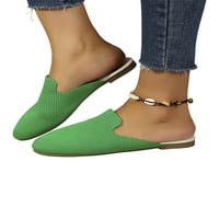 Sanviglor жени запушва обувки плетени горни плъзгащи сандали затворени пръсти на пръста плосък сандал лято солиден цвят леки мулета дишащо плъзгане на ежедневна обувка зелено 8.5