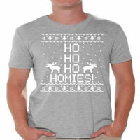 Неудобни стилове хо хо хомски домашни коледни тениски за мъже хо хо хо риза грозна коледна тениска Коледни елени празник на празничен топ забавен парти парти празнична риза Санта Хо Хо Хомс Мъжки празничен тройник