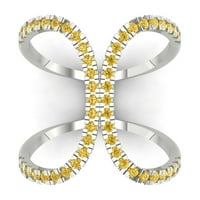 0. CT блестящ кръгъл крой симулиран жълт диамант 14k бяло злато Ring Ring SZ 3.5
