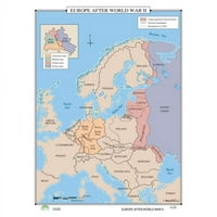Univarsal 931000061170-36X49-RAW IN. № Европа след Втората световна война на картата на стената на ролката с табло-железопътна волян