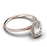 Сватбен Пръстен Арт Деко 2. Овален каратов диамантен моасанит годежен пръстен, годежен пръстен от Стерлингово Сребро с покритие от 18К розово злато, подарък за нея, о