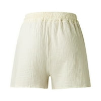 Frehsky къси панталони за жени Дамски ежедневни летни еластични талии удобни дробове за детайли плажни къси панталони бежови