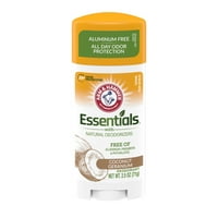 & Hammer Essentials Deodorant, с естествени дезодоризатори, кокосови герани, 2. Oz