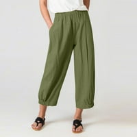 Голям спестяване за нея, Поропл случайни насипни твърди джобове ластик удобни харем Глезена дължина панталони дамски летни панталони клирънс зелен размер 10
