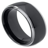 Волфрамов карбид Черен емайл център с лъскав стъпаловиден ръб сватбена лента пръстен за мъже или дами