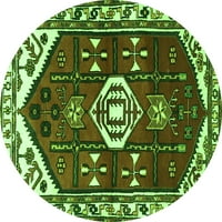 Агли Компания Закрит Кръг Персийски Зелени Традиционни Килими Площ, 5 ' Кръг