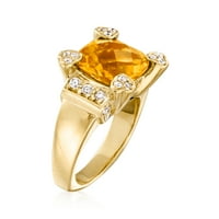 Ross-Simons C. Vintage 3. Карат цитрин и. Ct. T.W. Диамантен сърдечен пръстен в 14kt жълто злато за жени, възрастни