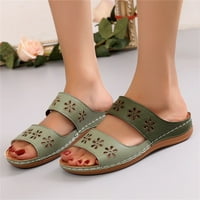 Сандали жени Модни дами плоски цветни чехли римски стил пролет и летни слайдове обувки