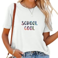 Училищни вибрации обратно към училищни подаръци Женски графичен тройник - модерна тениска с къс ръкав с уникален печат