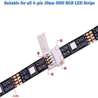 Пълен комплект за съединител на RGB LED лента, ПИН за адаптер за адаптер за адаптер, съвместим с SMD LED лента, безпроблемни конектори, L конектори t конектори