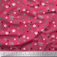 Soimoi розов памучен памук Voile Fabric Paw Dog отпечатъци от отпечатъци от двор