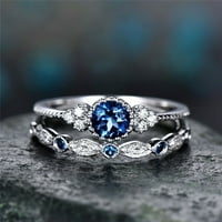 Yubnlvae звъни женски моден диамантен пръстен двойка бижута двойка пръстени комплект размер синьо