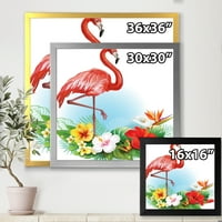 Дизайнерска аранжировка с фламинго и тропически цветя