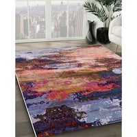 Ahgly Company Indoor Rectangle Modern Modern Dark Raspberry Purple Oriental Area Rugs, 2 '3'