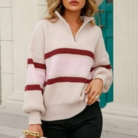 Ketyyh-chn женски пуловер солиден цвят пуловер кръгла врата пуловер с дълъг ръкав khaki, m
