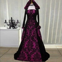 Хелоуин дамски върхове реколта ретро готически рокля с качулка с дълъг ръкав дълга рокля рокли лилаво 5x