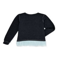 Замразени момичета Elsa или Anna Sweatshirt с шифонски подгъва, размери 4-16