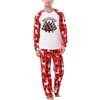 Джебонг клирънс продажби родител-дете топло Коледа комплект отпечатани дома носят пижами от две части Татко комплект, Хххл, червени Татко Комплекти