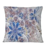 Дизайнарт Синьо кафяво пъстроцветни флорални форми - възглавница за флорално хвърляне-18х18