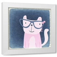 Allen Kimberly White Modern Wood Framed Wall Art, озаглавено - Quirky Cats 2