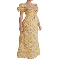 Biekopu жени дълга рокля, елегантна бутер ръкав квадратна врата, летна рокля от печат на цветя