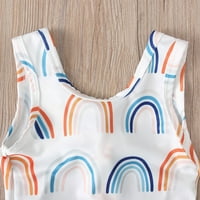 Деца момичета дъгови печат каишка Ruffle One Swimsuit Swimsuit Multicolor 90