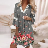 Zunfeo sundresses за жени- нови пристигания отпечатани ежедневни светкавици Pick Pick V Neck Short Loweve Ression Clearance Grey XXL