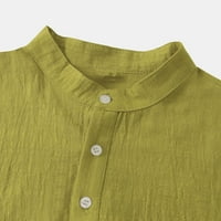 Пенкий мъже ежедневни твърди копчета Плажен Пуловер Стойка яка риза с къс ръкав блуза тениски с джобове големи и високи ххл зелено в продажба