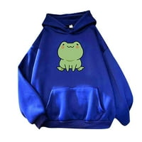 Дамска Мода Дълъг ръкав пуловер екипаж сладко животно жаба печатни Пуловери Блуза разхлабете Блуза върхове