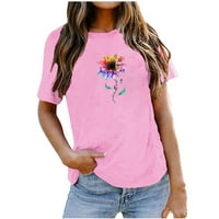 Kakina s ризи за жени тениска щампа ed ed късо ръкав пуловер блуза върхове летни върхове плюс размер розово, s