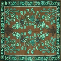 Ahgly Company Indoor Square Animal Turquoise Blue Traditional Area Rugs, 4 'квадрат