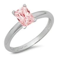 1ct изумруден изрязан розов симулиран диамант 14k бяло злато годишнина годежен пръстен размер 9.75