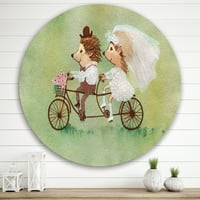 Дизайнарт' Сватбена двойка таралежи на колело ' традиционен кръг метал стена арт-диск от 29