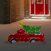 Northlight 36 LED осветено червено камион с коледно дърво на открито декорация