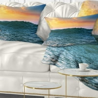 Дизайнарт Сънрайз светлина блясък върху морска вода - плажна възглавница-12х20