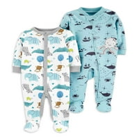 Детето на Картър мое новородено бебе момче блокирайте памучна пижама за сън и игра на крака