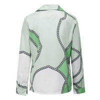 Дамски графичен печат ризи с дълъг ръкав Мода В врата Пуловер ежедневни хлабав годни Модни дамски блузи върхове