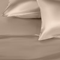 Марте сатенена копринена кралица Комплект за легло-комплект кралица лист-Монтиран лист, плосък лист, калъфка за възглавници - качество на хотела-супер мека и дишаща-златен лист Комплект за коса и кожа