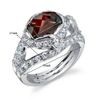 2. КТ овална форма червен гранат и циркониев пръстен в Стерлингово Сребро