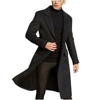 Felirenzacia Men's British Style Solid Color Long Coat Mashionable Walle Woolen Overcoat