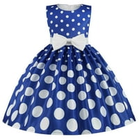 Рокли за малко дете за момичета Bowknot Dot Printed Pageant Browing Party Party Princess Wedding Kid рокля