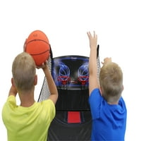 Atomic Jumpball Deluxe Double Electronic Basketball Shootout включва четири мини баскетбола и надуване на въздушна помпа