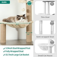 Dextrus отпадъци Bo Bo Enclosure с котешко дърво и кула 4-инча на разделими котешки мебели Endtable с хамак и драскащи стълбове за големи котки