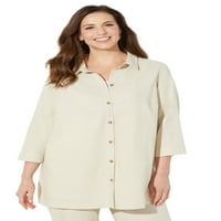 Катрини Женски плюс размер класическа риза за копче за бельо