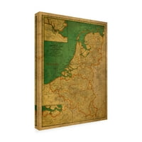 Червен Атлас Дизайни 'Нетландс Белгия Карта 1940' Платно Изкуство