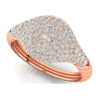 Уникален диамантен пръстен, 10k твърд златен пръстен, подарък за приятелка, розов златен пръстен, годишнини подаръци