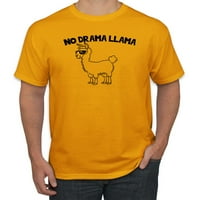 Без драма Llama Animal Juge Humor Мъжки графична тениска, злато, 5xl