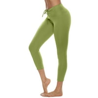 хаксмну жени йога бягане панталони Висока талия твърди стреч гамаши фитнес панталони зелен хл