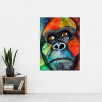 Gorilla Face Folk Art Watercolor Painting Extra Extra Extra Extra Excly XL Wall Art Poster Print