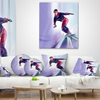 Дизайнарт красива женска сноубордистка-абстрактна възглавница за хвърляне на портрет-16х16